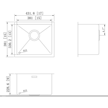 American Imaginations Kitchen Sink, Deck Mount Mount, Stainless